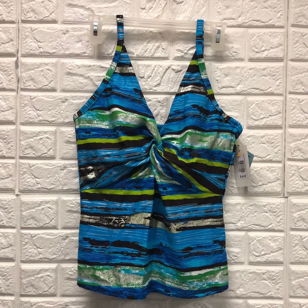 Bikini‎ Bay SIFO cup size tankini top size 38 blue silver swim top